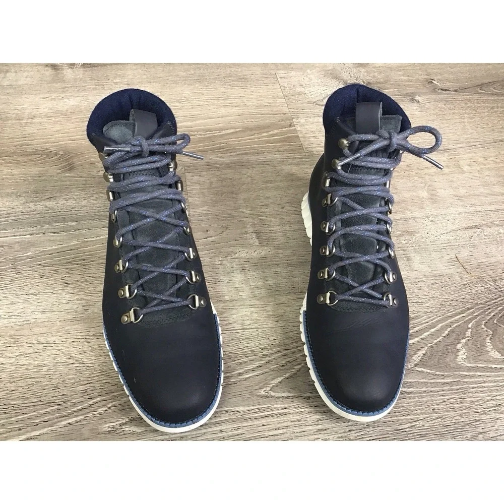 Cole Haan Men's 9.5 M Zerogrand Hiker Waterproof Leather Boots Navy Ink C31399